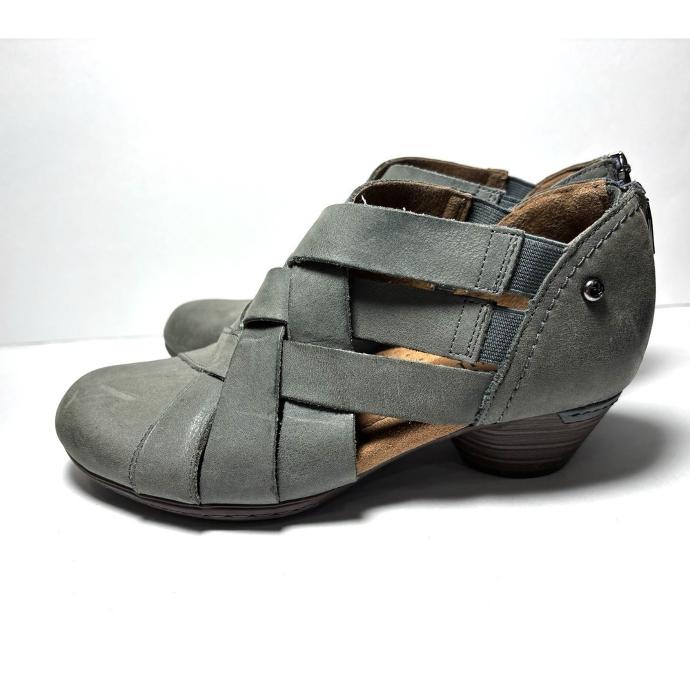 Cobb Hill Womens Size 6 Sage Leather Woven Cutout Ankle Heel Shoes Zip